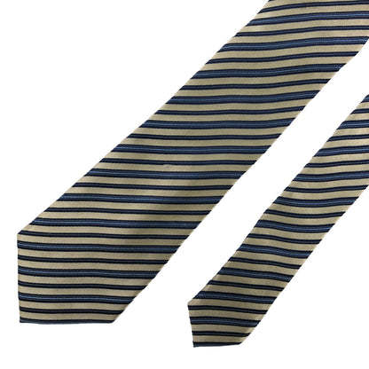 [6141] Good quality! Pierre Cardin tie, cream color x blue stripes 
