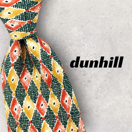 [2145] Good quality! Dunhill tie, yellow 