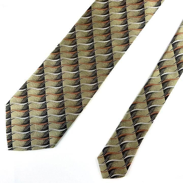 【2980】美品！イブサンローラン ネクタイ　カーキブロンズ系