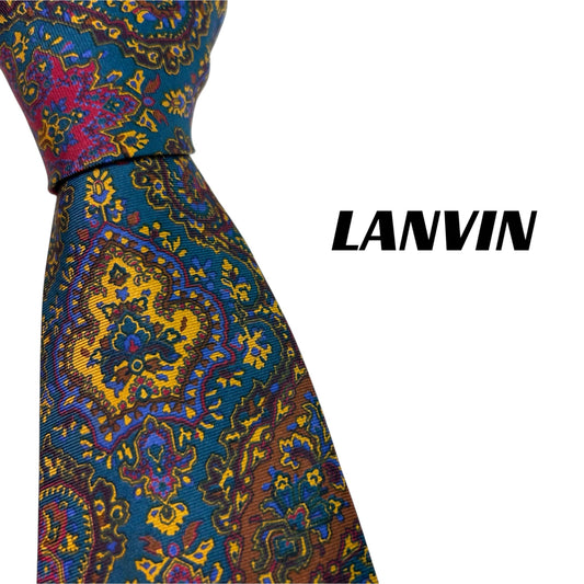 [6100] Beautiful item! Lanvin tie, all-over pattern, green base 