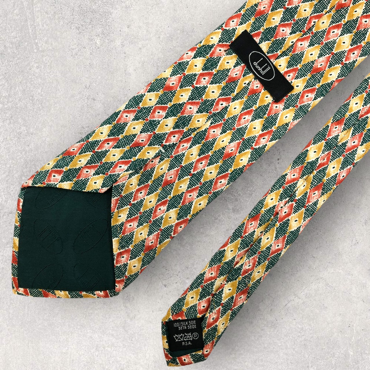 [2145] Good quality! Dunhill tie, yellow 