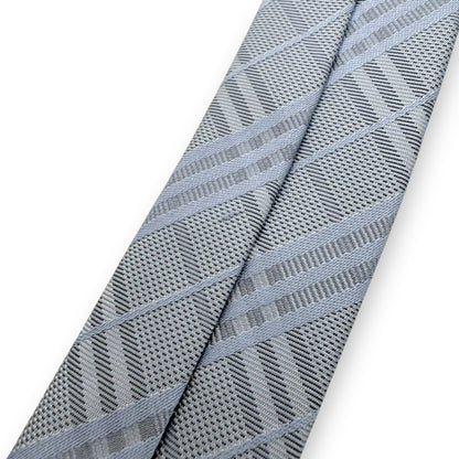 【7653】美品ー良品！バーバリー　ネクタイ　水色系　チェック柄