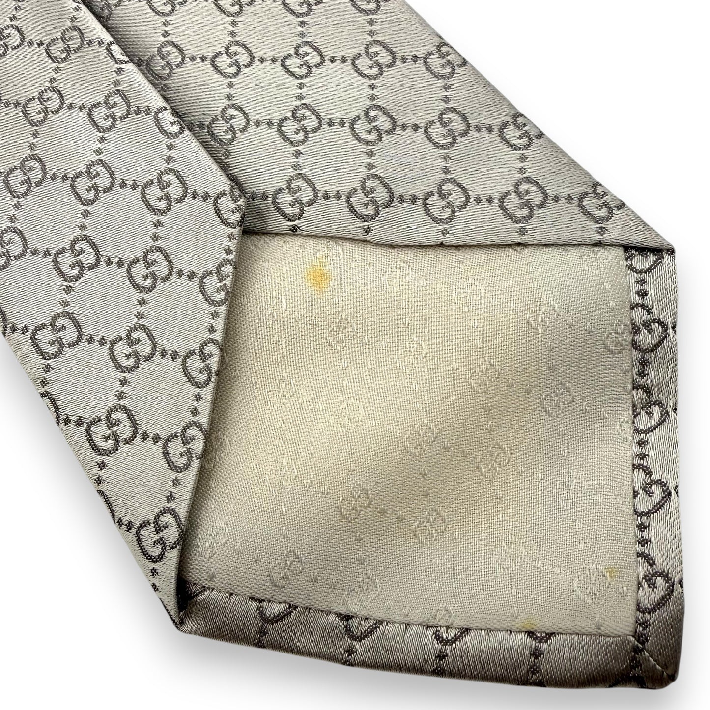 【7631】良品！グッチ　ネクタイ　シルバー系