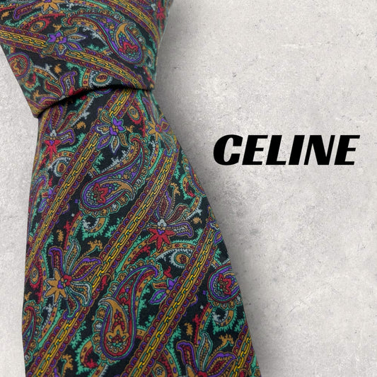 [5988] Good quality! Celine necktie, black 