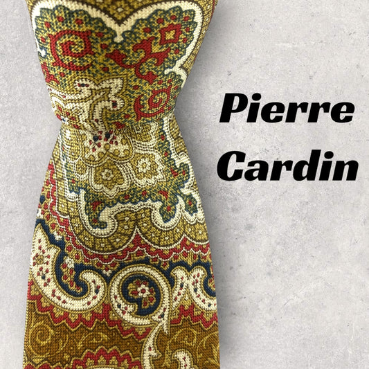 [6045] Beautiful item! Pierre Cardin tie, yellow, paisley pattern 