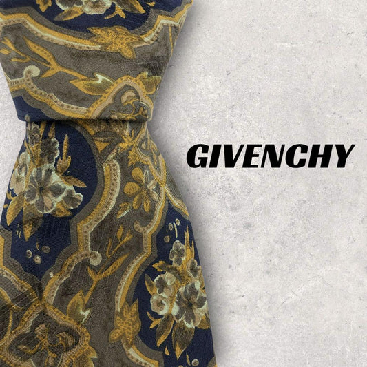 [4369] Good quality! GIVEMCHY Tie with floral pattern in blue 