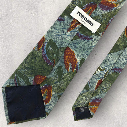 [5230] Beautiful item! Renoma necktie, botanical pattern, green 