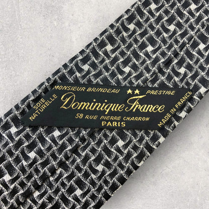 [5729] Very good condition! Dominique France necktie, black and white 