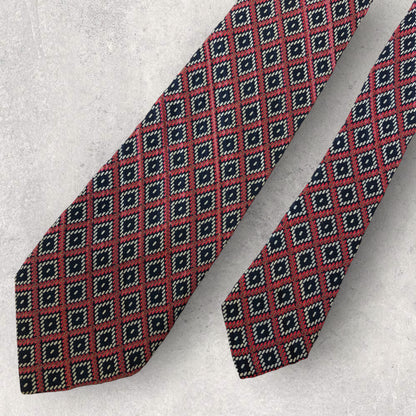 [5596] Good condition! Yves Saint Laurent necktie in red and navy 