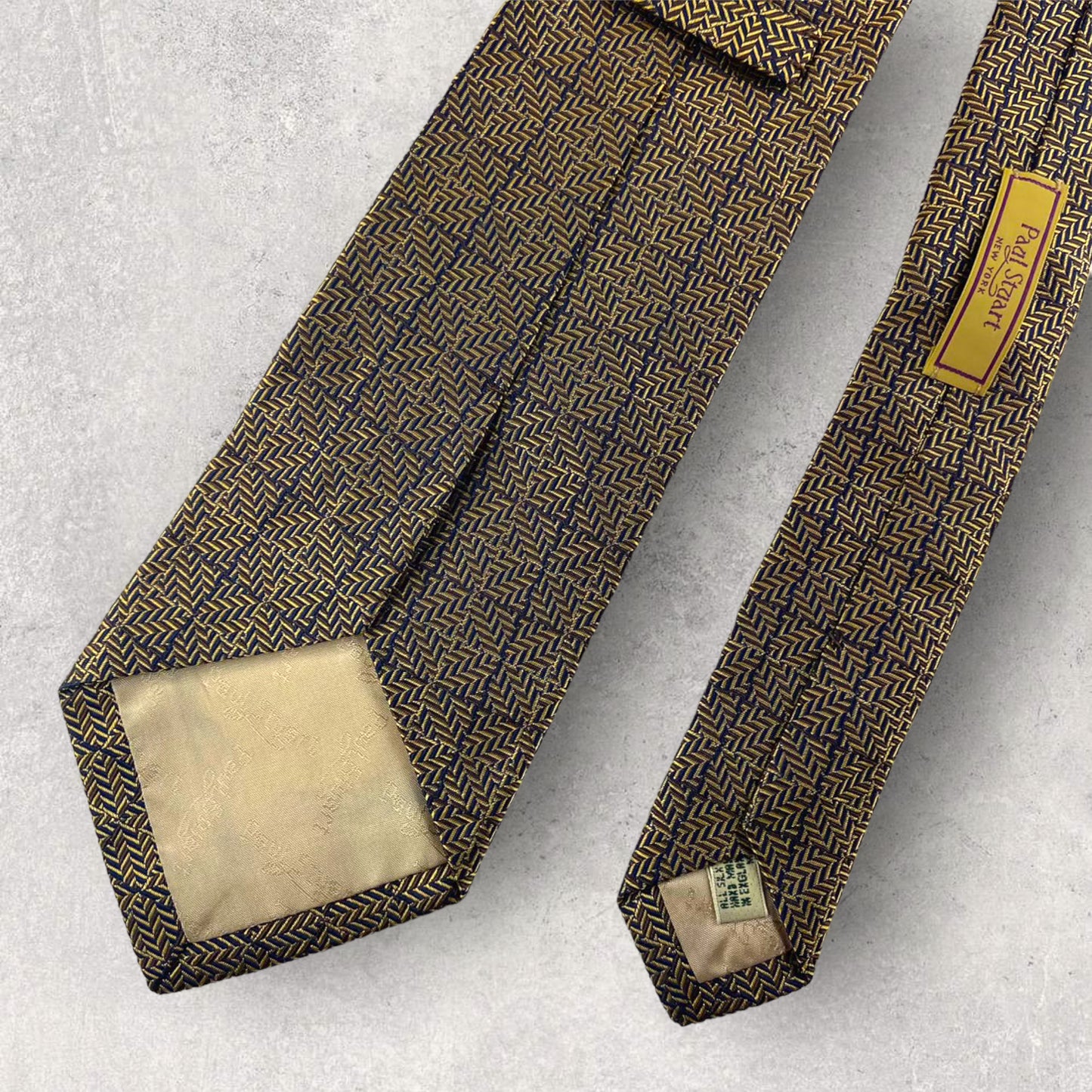 [5288] Good quality! Paul Stuart tie, gold color 