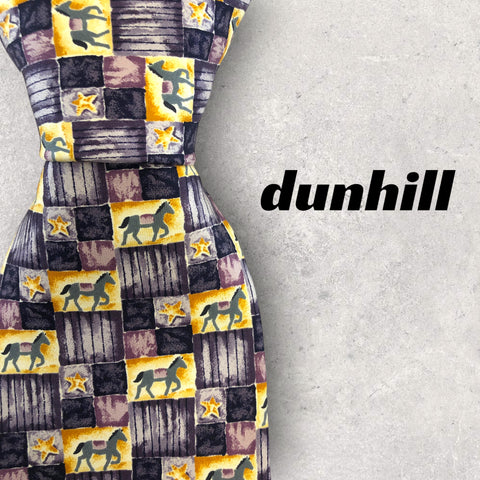 【5265】美品！dunhill　ダンヒル　ネクタイ　パープル系　馬×星柄