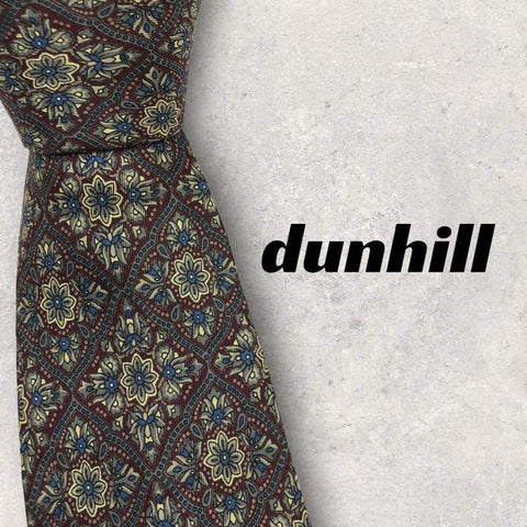 【4270】美品！dunhill ダンヒル　ネクタイ　レッド×グレー系