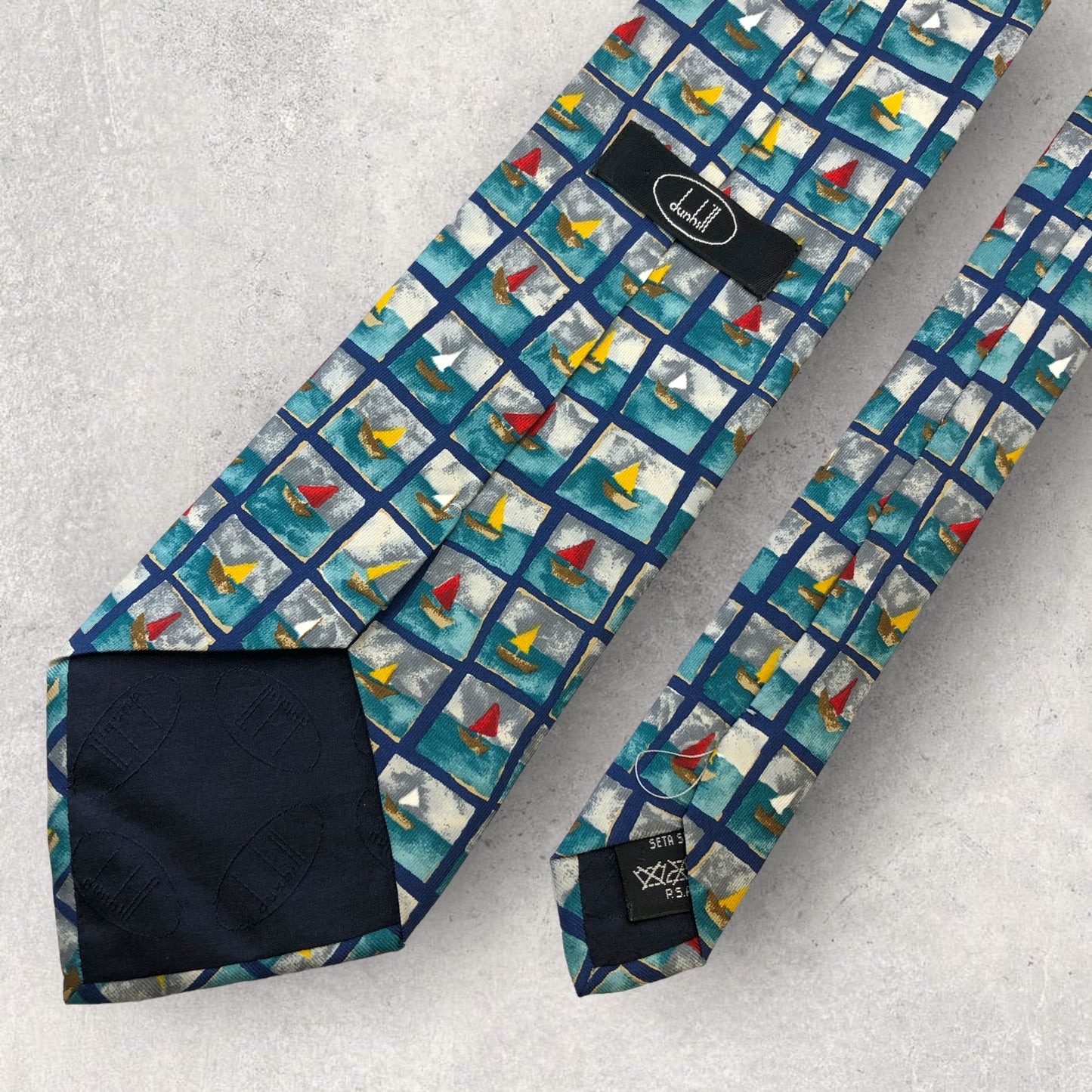 [5331] Beautiful item! Dunhill tie with yacht pattern 