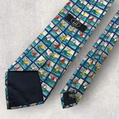 [5331] Beautiful item! Dunhill tie with yacht pattern 