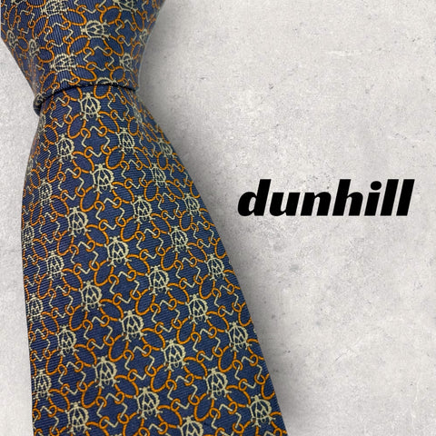 【5812】美品！dunhill　ダンヒル　ネクタイ　ネイビー系