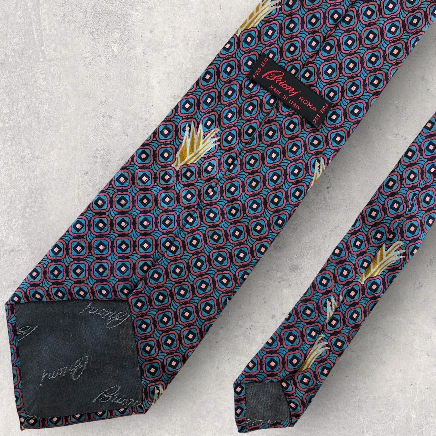 [5231] Good quality! Brioni necktie in purple and light blue 