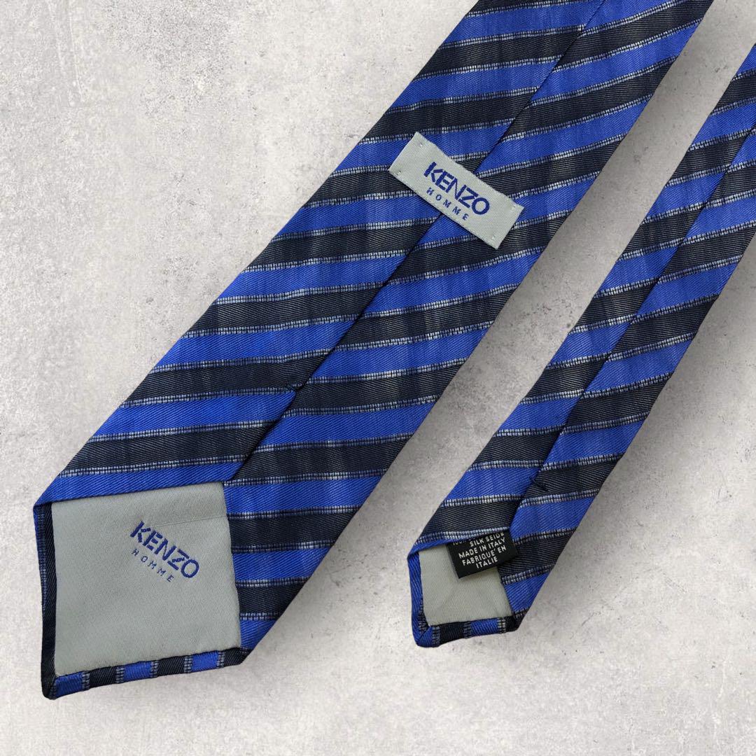 [4977] Good quality! KENZO tie, blue stripes 