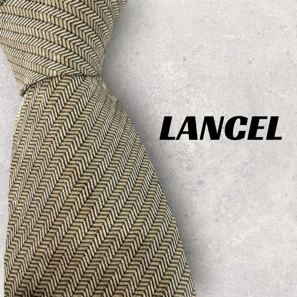 【2839】良品！LANCEL ランセル　ネクタイ　カーキ系