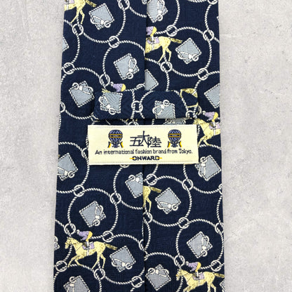 [5473] Beautiful item! Gotairiku tie, blue, horse pattern 