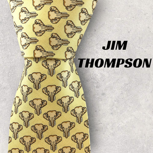 [5858] Beautiful item! Jim Thompson necktie, gold, elephant pattern 