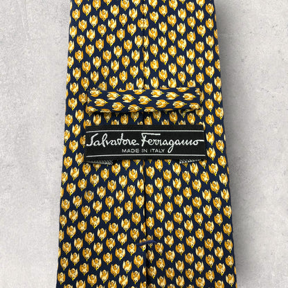 [5535] Beautiful item! Ferragamo tie, bird pattern, navy 