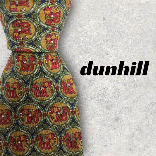 [4409] Good quality! Dunhill tie with elephant pattern 