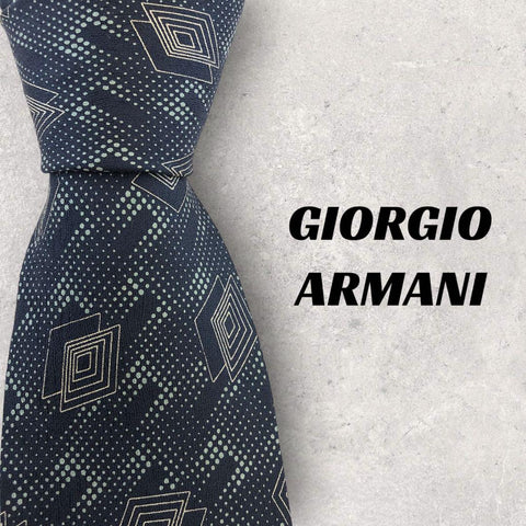 【4909】美品！GIORGIO ARMANI ネクタイ　ネイビー系　薄手