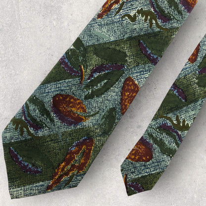 [5230] Beautiful item! Renoma necktie, botanical pattern, green 