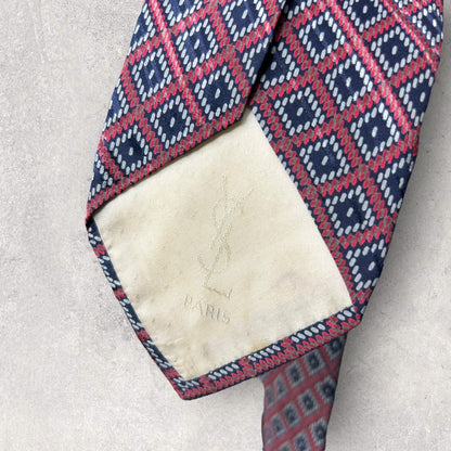 [5596] Good condition! Yves Saint Laurent necktie in red and navy 