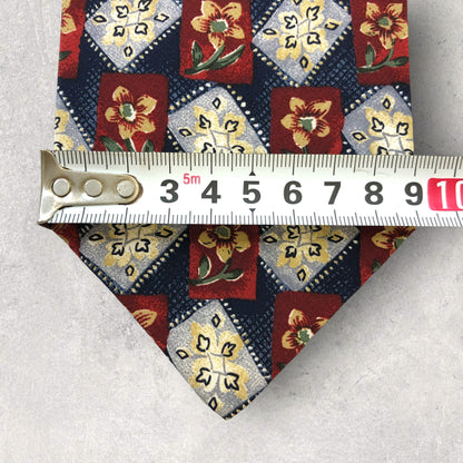 [5322] Beautiful item! PIERRE BALMAIN tie, floral pattern, blue x red 