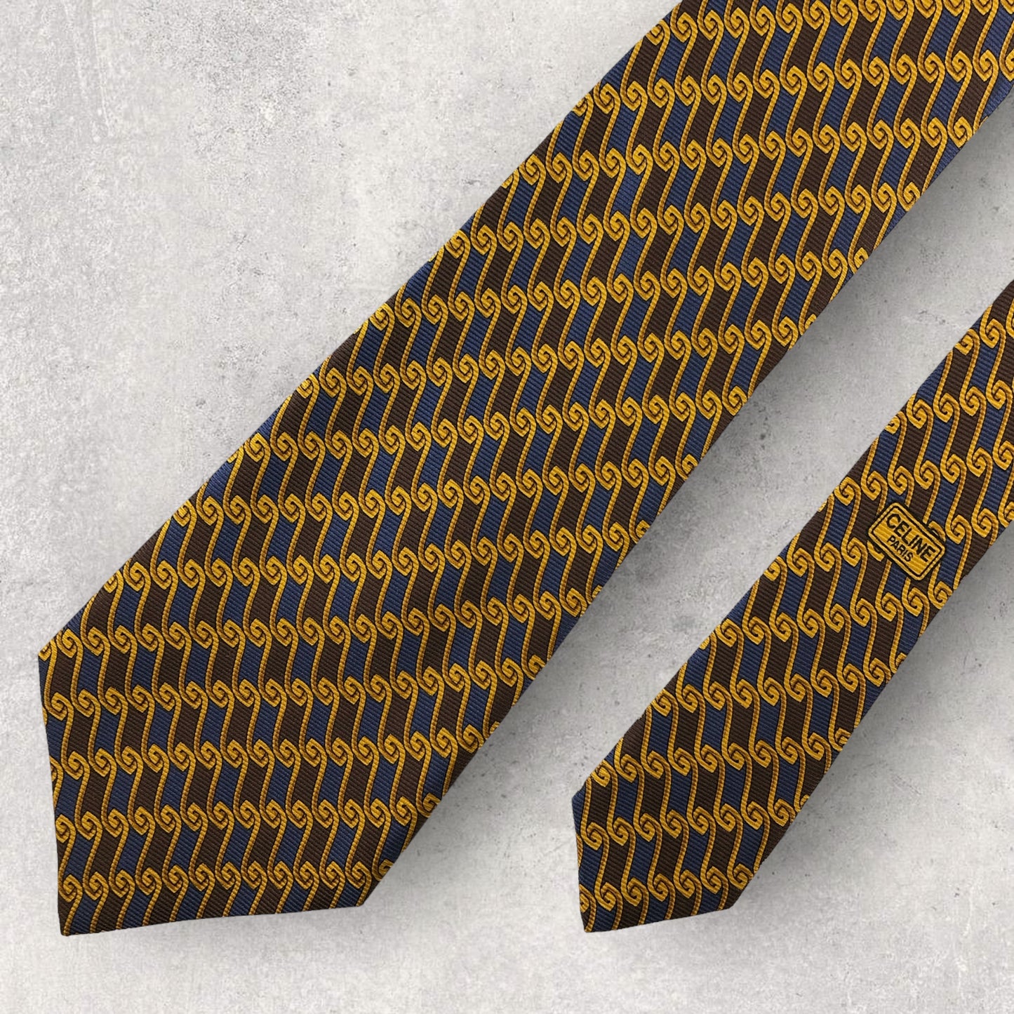 [5825] Beautiful item! CELINE tie in yellow and blue 