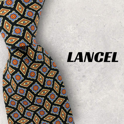 【2486】美品！LANCEL ランセル　ネクタイ　ブラック系　総柄