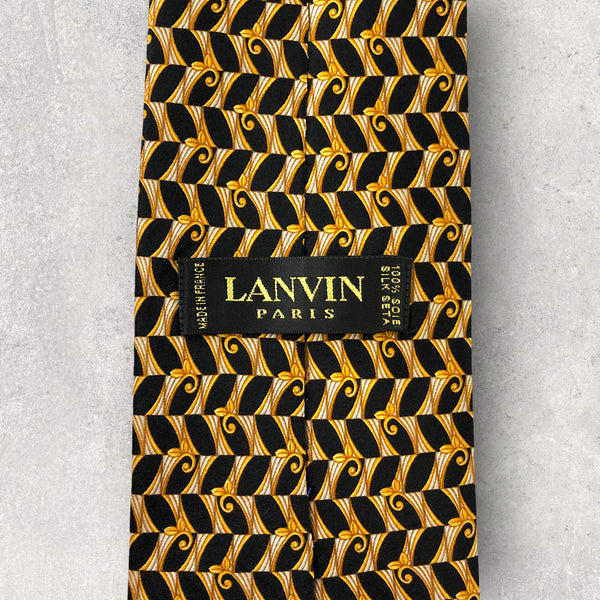 【5456】美品！LANVIN　ランバン　ネクタイ　ブラック×ゴールド系