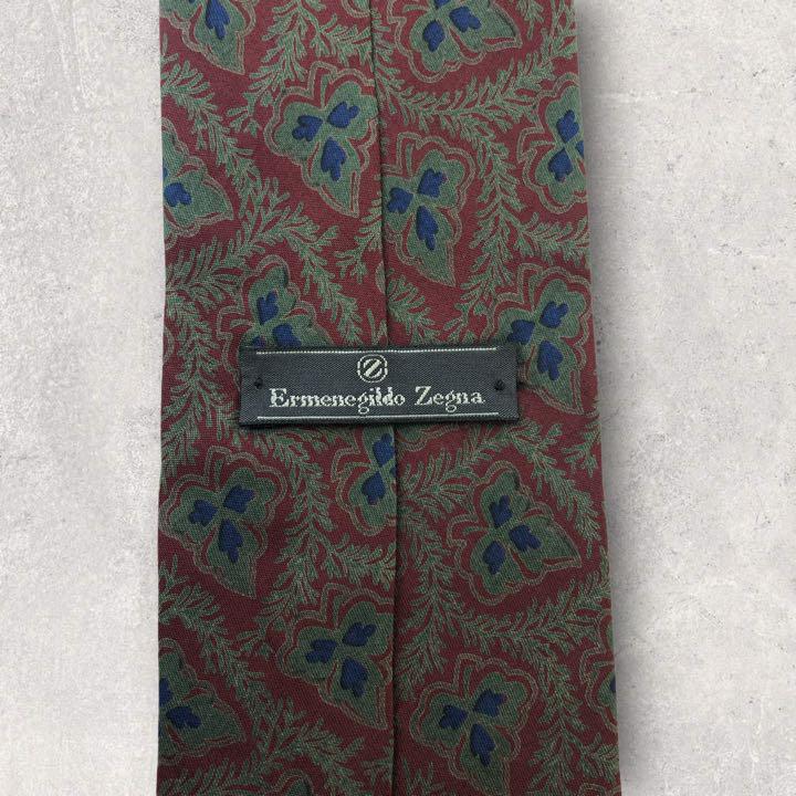 [3885] Good product! Ermenegildo Zegna necktie red system all over pattern