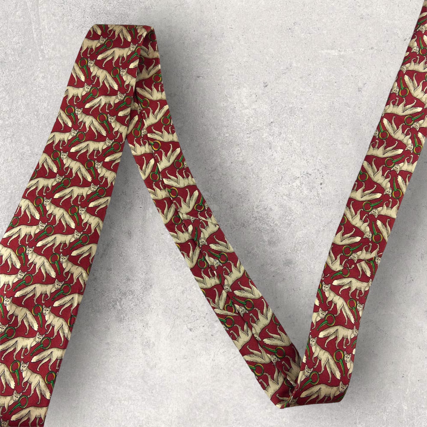 [5147] Brooks Brothers necktie, red, fox pattern 