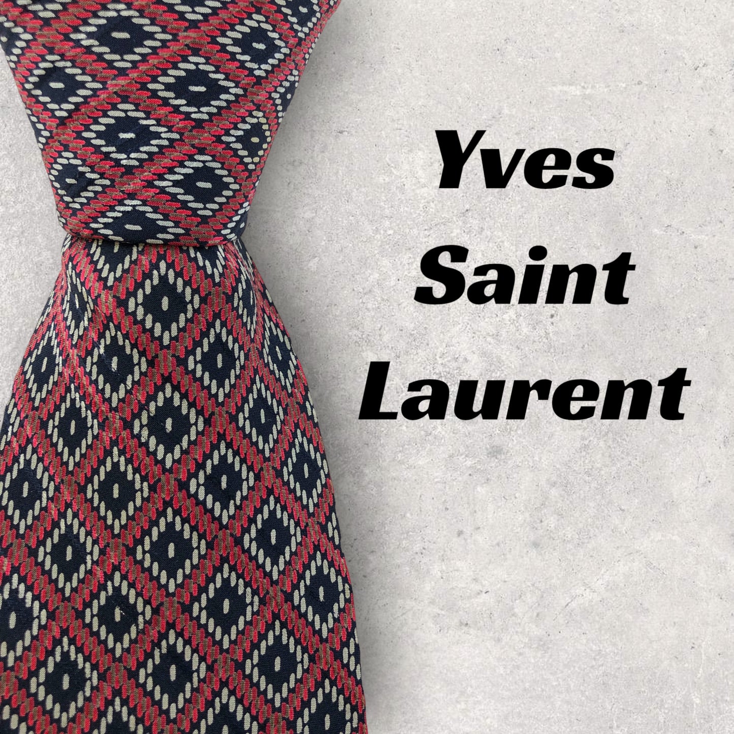 [5596] Good condition! Yves Saint Laurent necktie in red and navy 