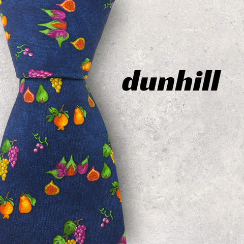 【5574】美品！dunhill　ダンヒル　ネクタイ　ネイビー系