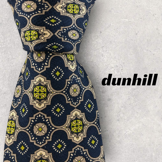 [5921] Good quality! Dunhill tie, navy 