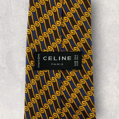 [5825] Beautiful item! CELINE tie in yellow and blue 