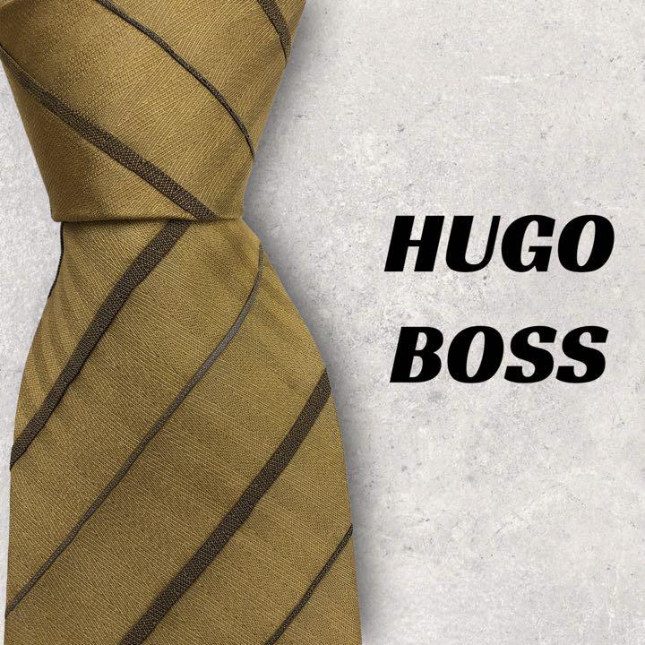 [4193] Good product - Acceptable product! Hugo Boss necktie ocher striped
