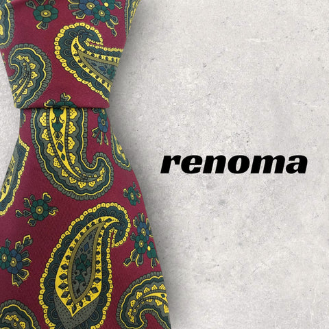 【5300】美品ー良品！renoma　レノマ　ネクタイ　レッド系