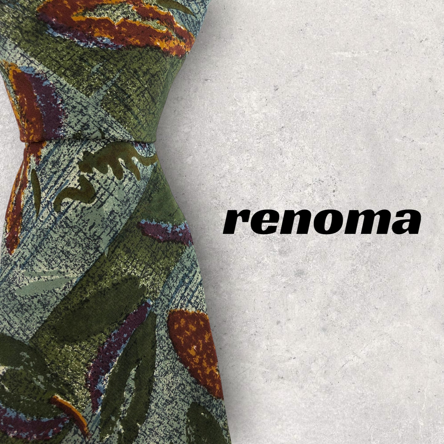 [5230] Beautiful item! Renoma necktie, botanical pattern, green 