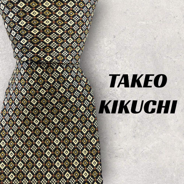 【4839】美品！TAKEO KIKUCHI ネクタイ　銀×黒×金系