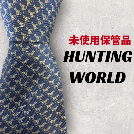 [5047] Unused and stored item! HUNTING WORLD tie, light blue, zebra pattern 