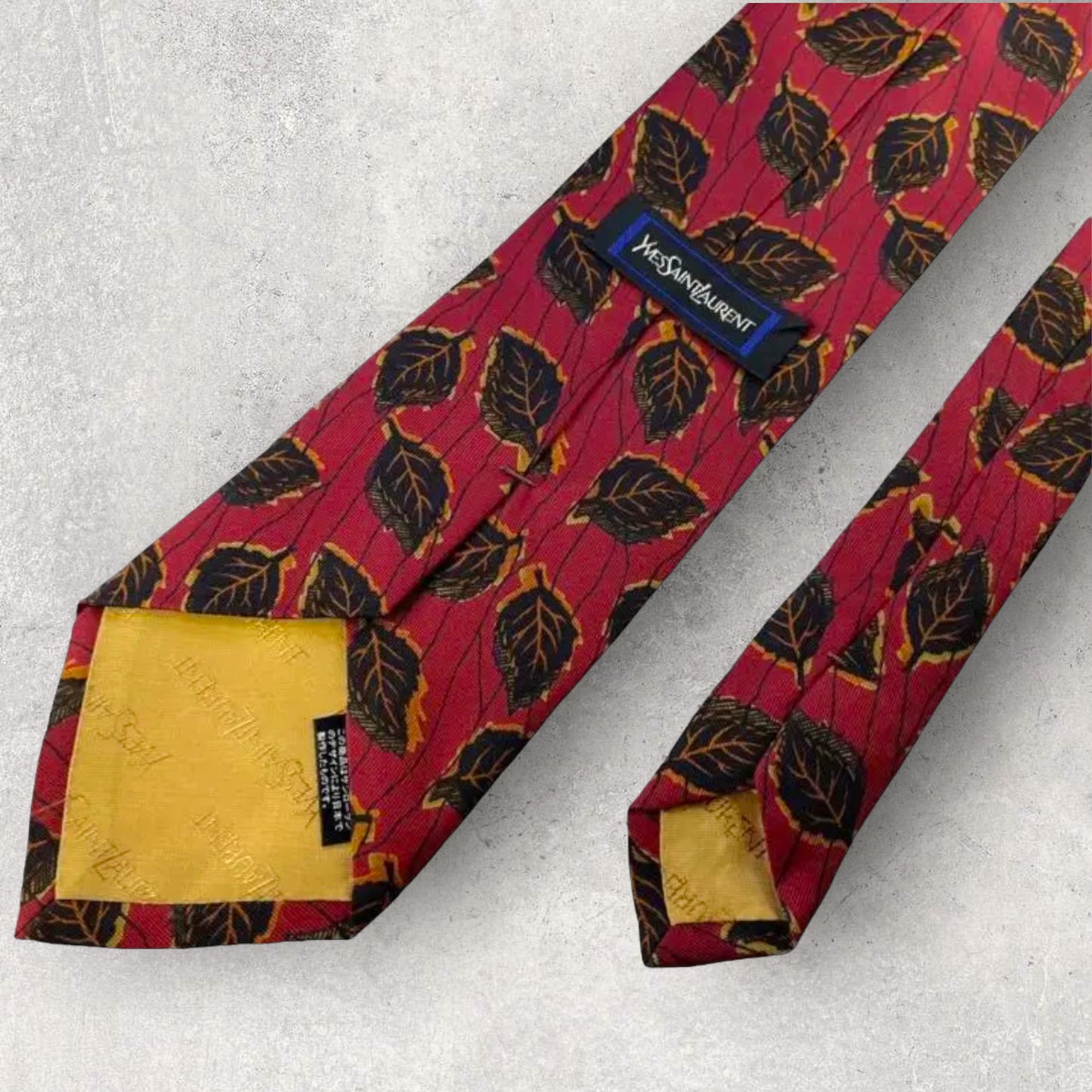 [3326] Good product! Saint Laurent Necktie Red Leaf Pattern