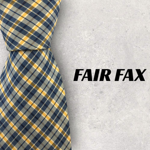 【5111】美品！FAIR FAX　チェック柄　ブルー×イエロー系