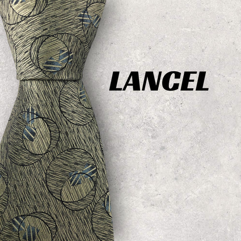 【5514】美品！LANCEL　ネクタイ　カーキゴールド系