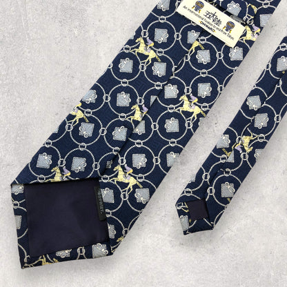 [5473] Beautiful item! Gotairiku tie, blue, horse pattern 