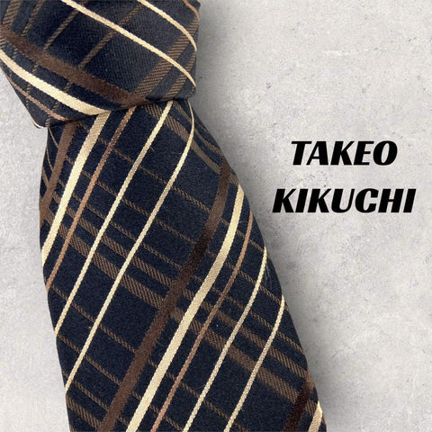 【5006】良品！TAKEO KIKUCHI ネクタイ　ブラック×ブラウン