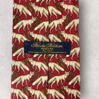 [5147] Brooks Brothers necktie, red, fox pattern 